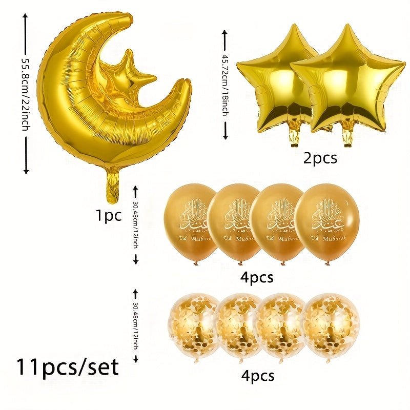 11pcs Eid Mubarak Ramadan Kareem Balloon Decoration Set - Planet Store 123