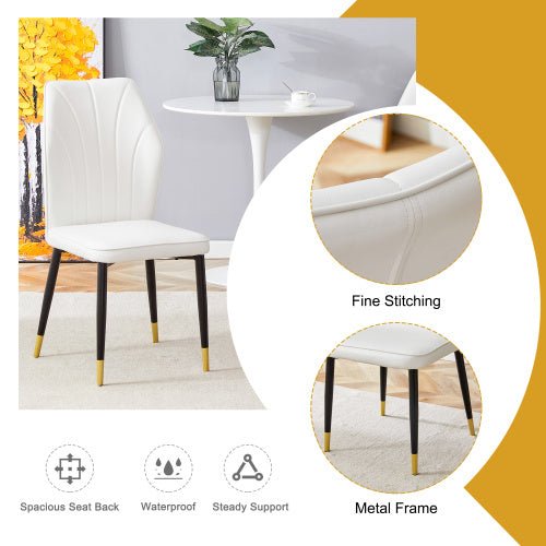 4 Modern Dining Chairs With Stylish PU Patterned Backrest And Black Metal Legs For A Comfortable Home Experience In The Kitchen, Bedroom And Office. - Planet Store 123