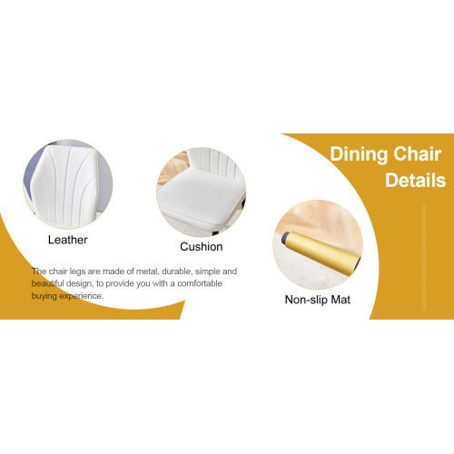 4 Modern Dining Chairs With Stylish PU Patterned Backrest And Black Metal Legs For A Comfortable Home Experience In The Kitchen, Bedroom And Office. - Planet Store 123