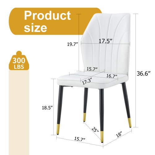 4 Modern Dining Chairs With Stylish PU Patterned Backrest And Black Metal Legs For A Comfortable Home Experience In The Kitchen, Bedroom And Office. - Planet Store 123