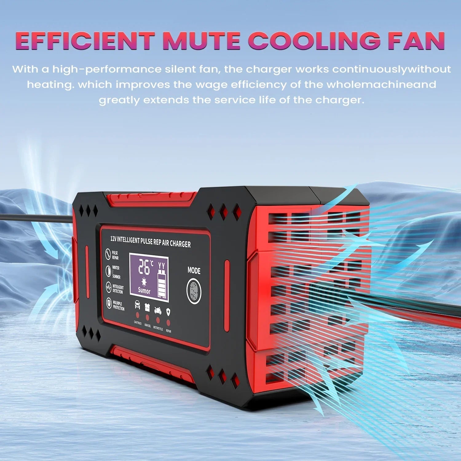 6A 12V Smart Car Battery Charger Lead - Acid Battery Red - Planet Store 123