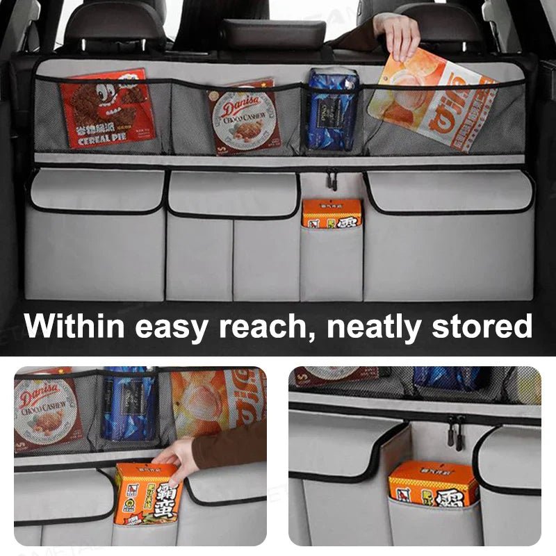 9 - Pocket Car Seat Back Organizer Wear - Resistant Oxford Cloth Gray - Planet Store 123
