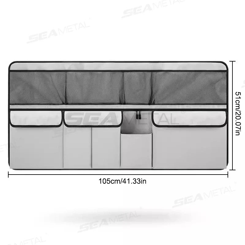 9 - Pocket Car Seat Back Organizer Wear - Resistant Oxford Cloth Gray - Planet Store 123