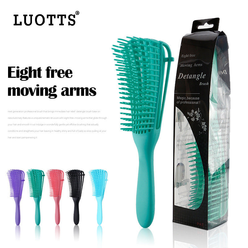 NNEDSZ 3PCS Green Octopus-Style Detangling Brush - 8 Flexible Arms for Effortless Hair Styling