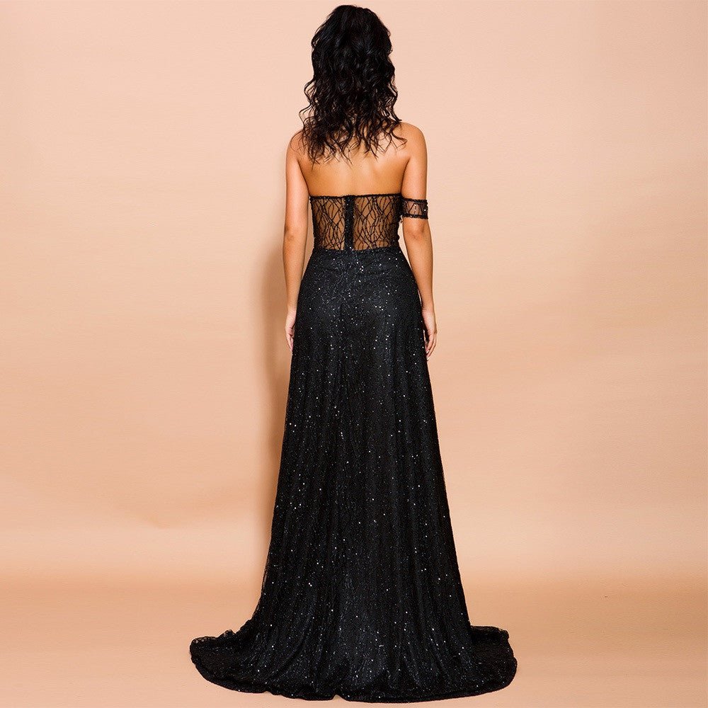 Black High Slit Gown - Planet Store 123