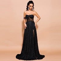 Black High Slit Gown - Planet Store 123