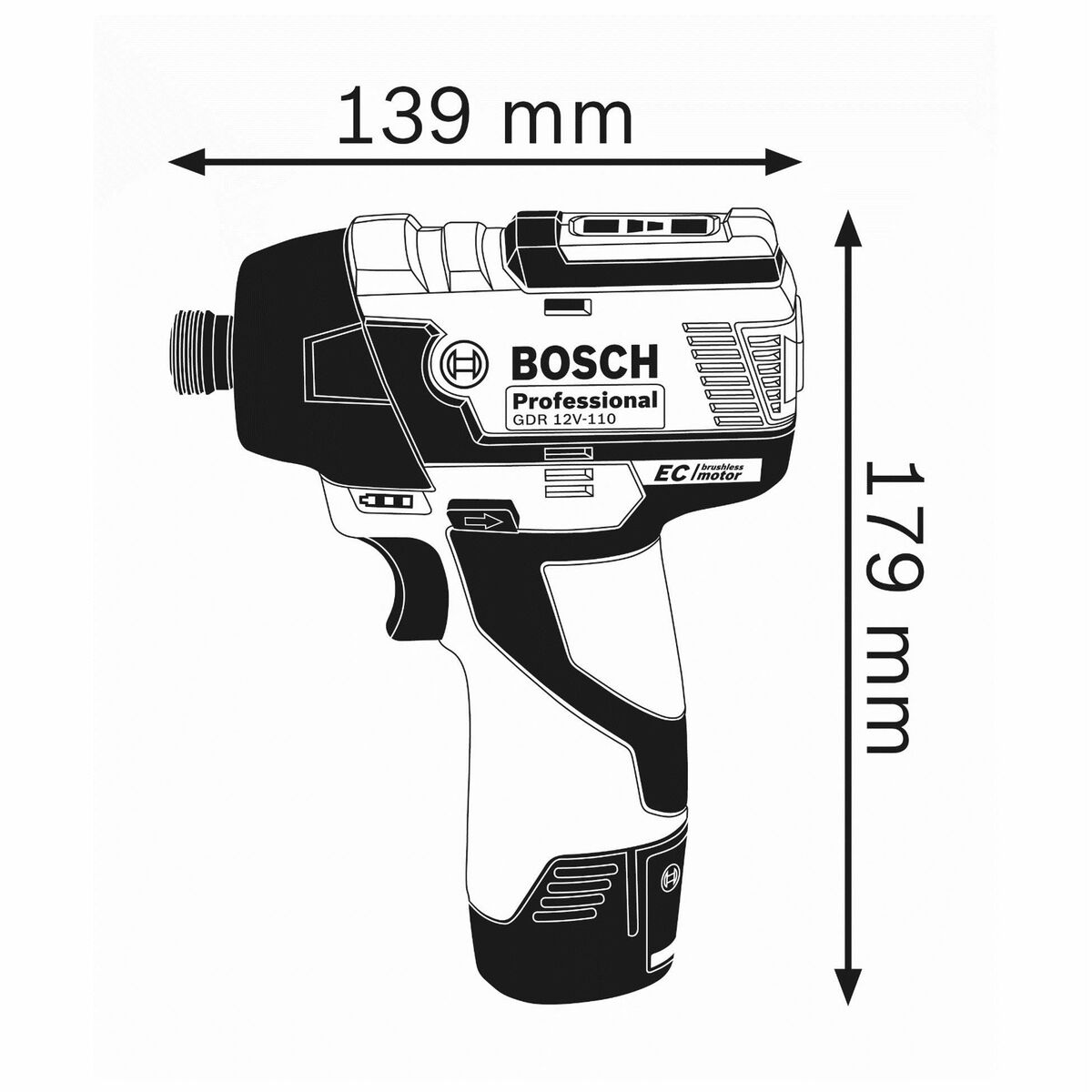 Electric screwdriver BOSCH GDR 12V - 110 Professional 110 Nm - Planet Store 123