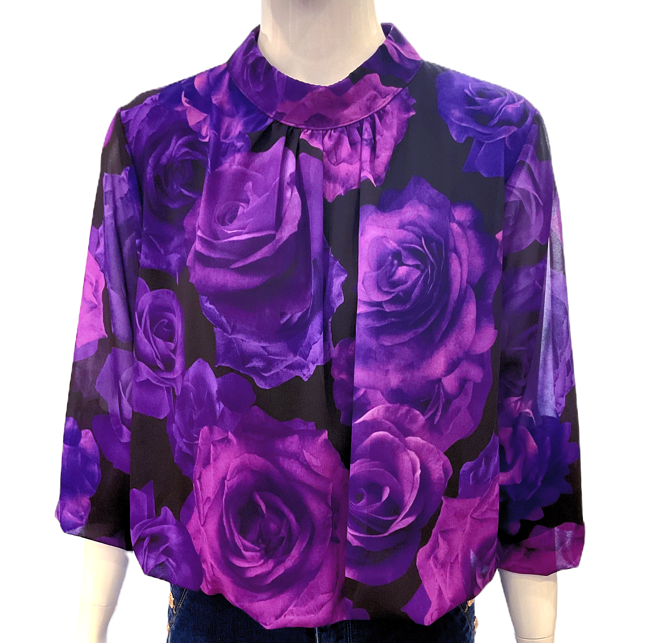 Blouse with purple flowers