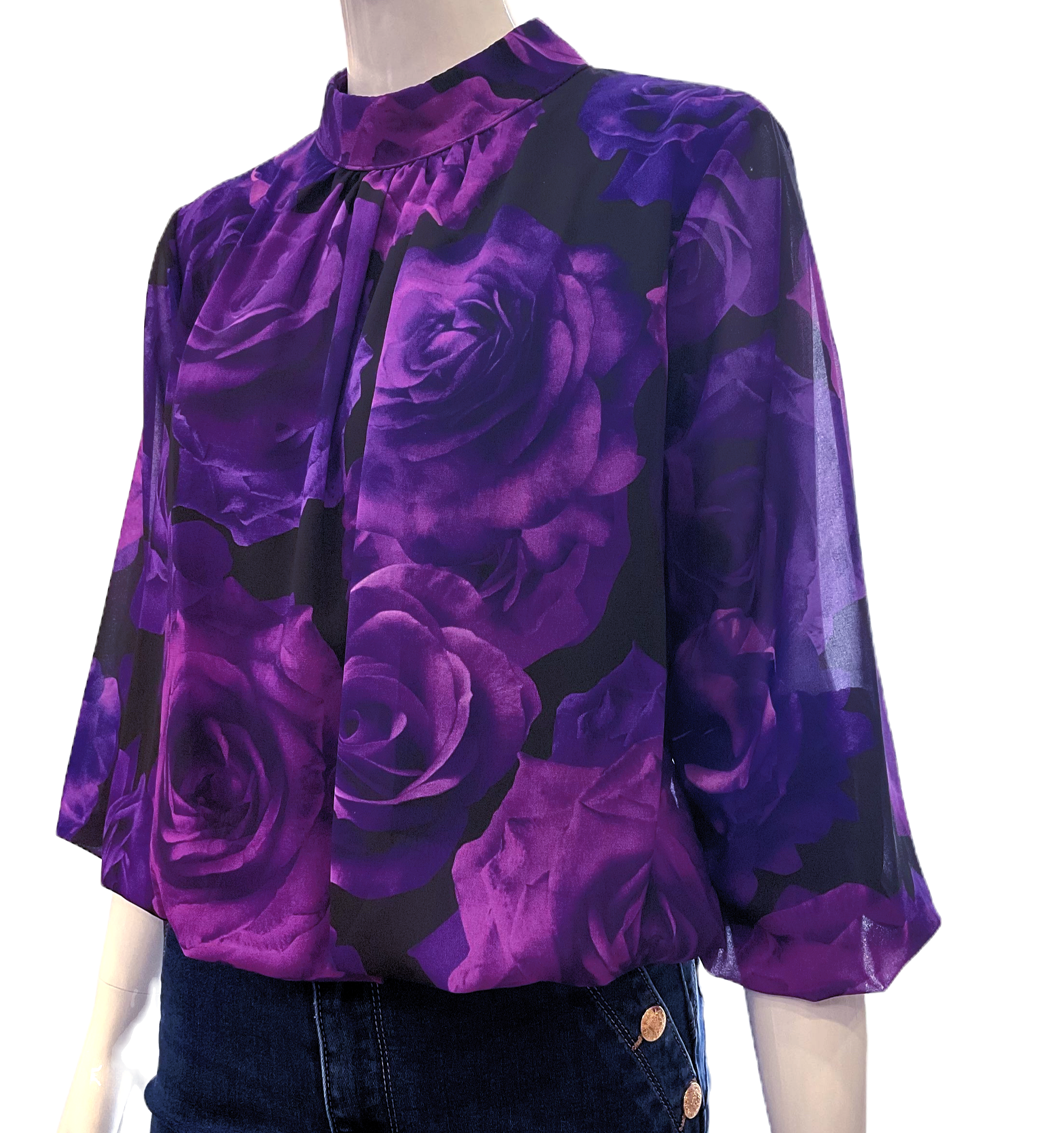 Blouse with purple flowers