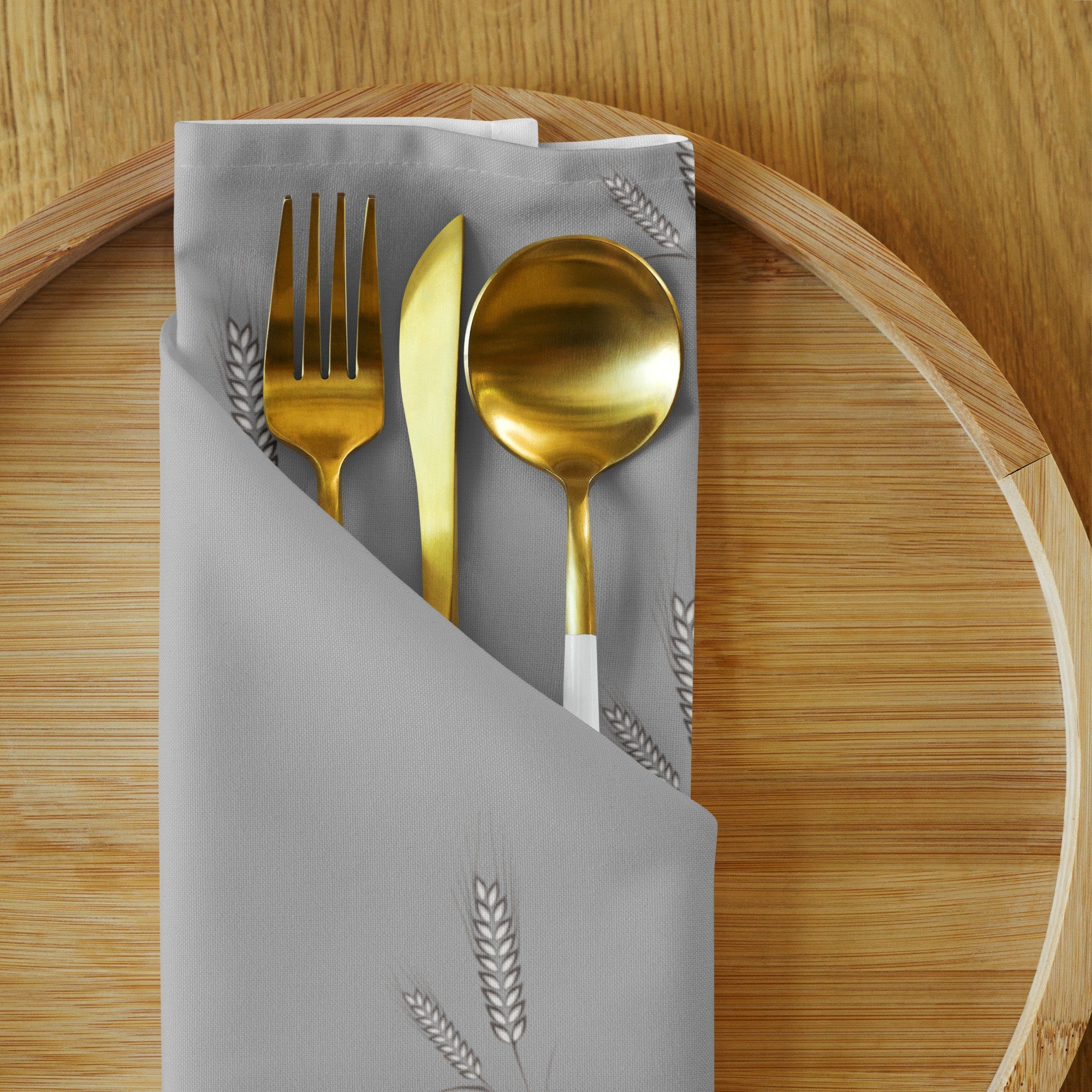 Grano Pattern Cloth Napkin Set - Grey - Planet Store 123