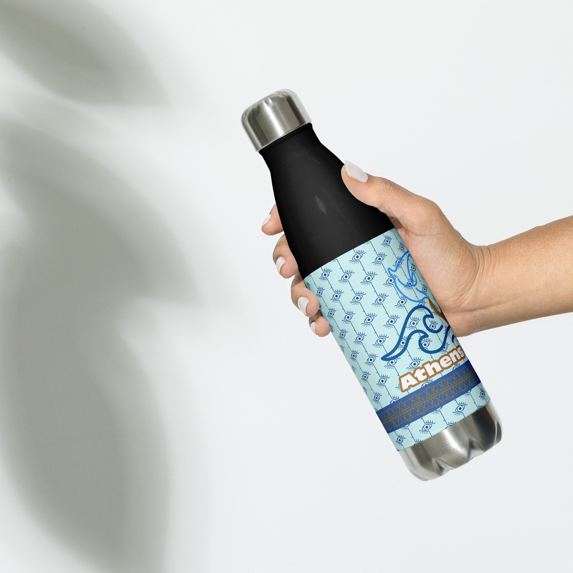 Greek Evil Eye Aegean Blue Stainless steel water bottle - Planet Store 123