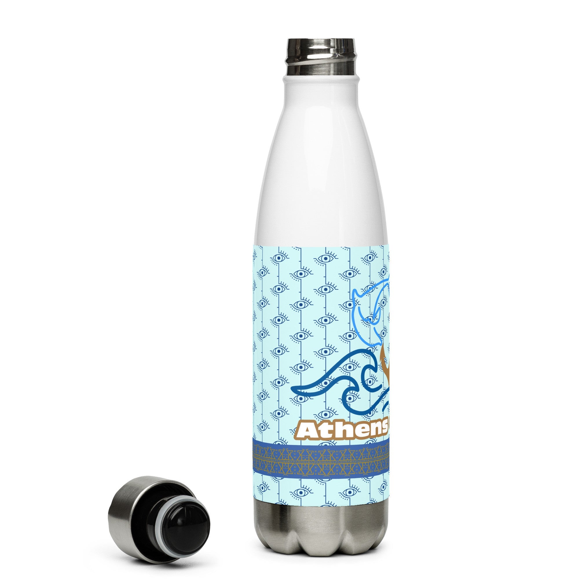 Greek Evil Eye Aegean Blue Stainless steel water bottle - Planet Store 123