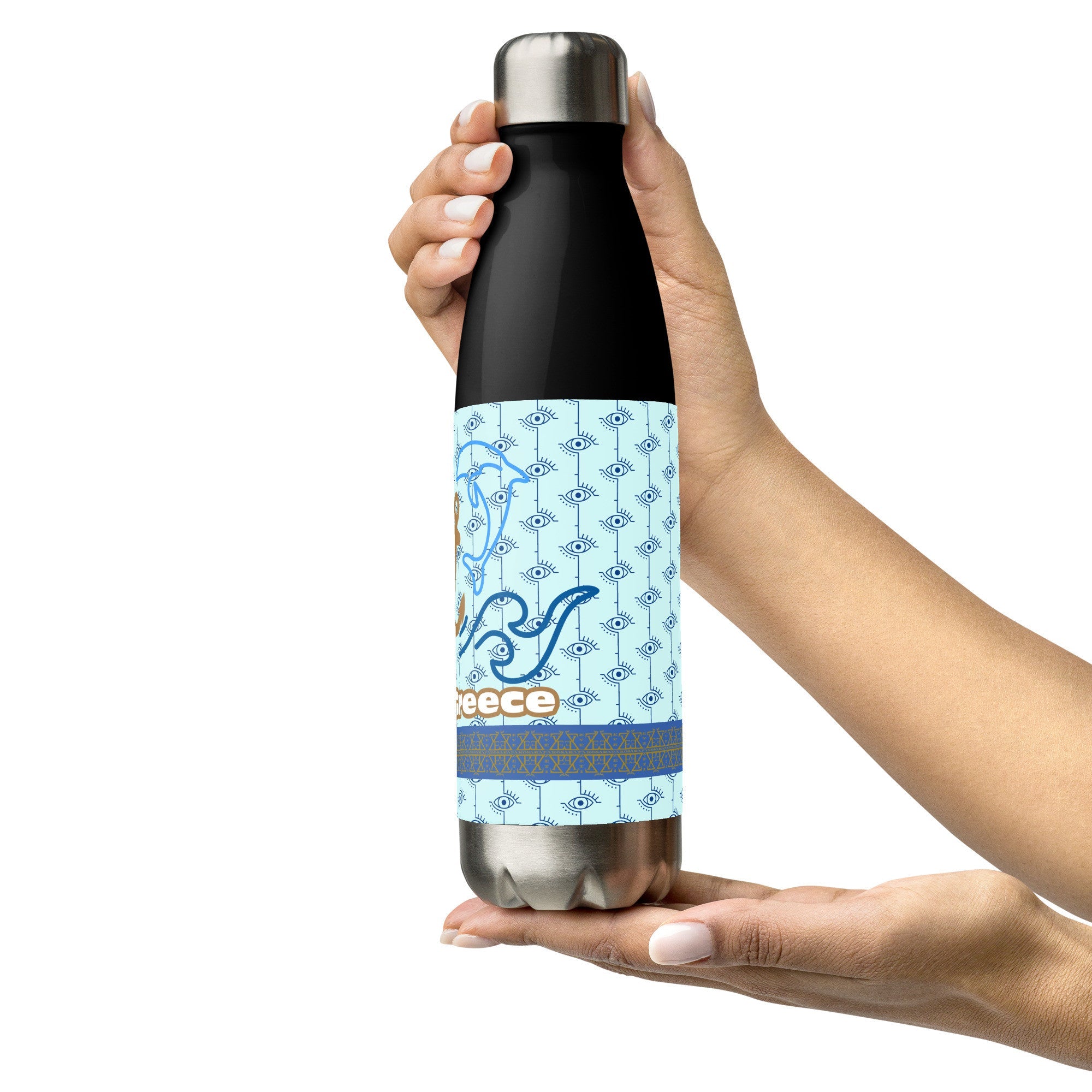 Greek Evil Eye Aegean Blue Stainless steel water bottle - Planet Store 123