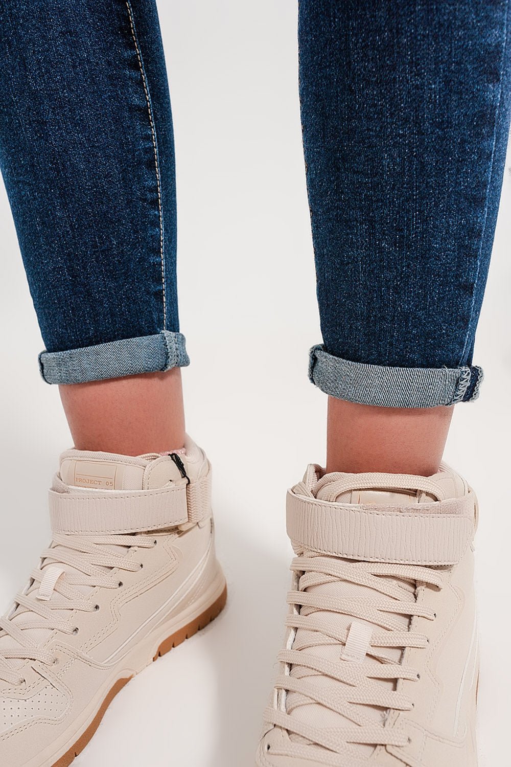 High Waist Push Up Skinny Fit Jeans in Dark Blue - Planet Store 123