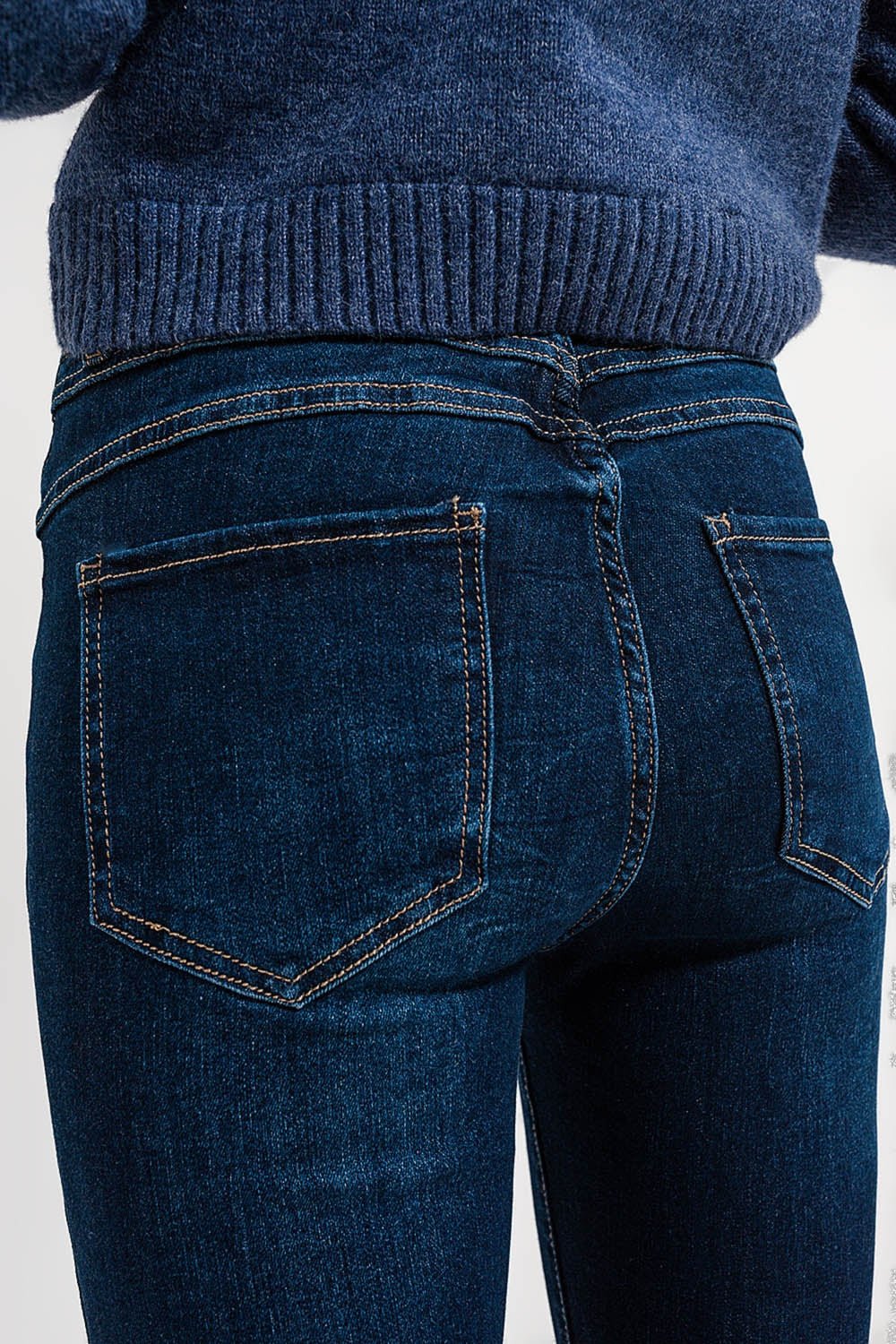 High Waist Push Up Skinny Fit Jeans in Dark Blue - Planet Store 123