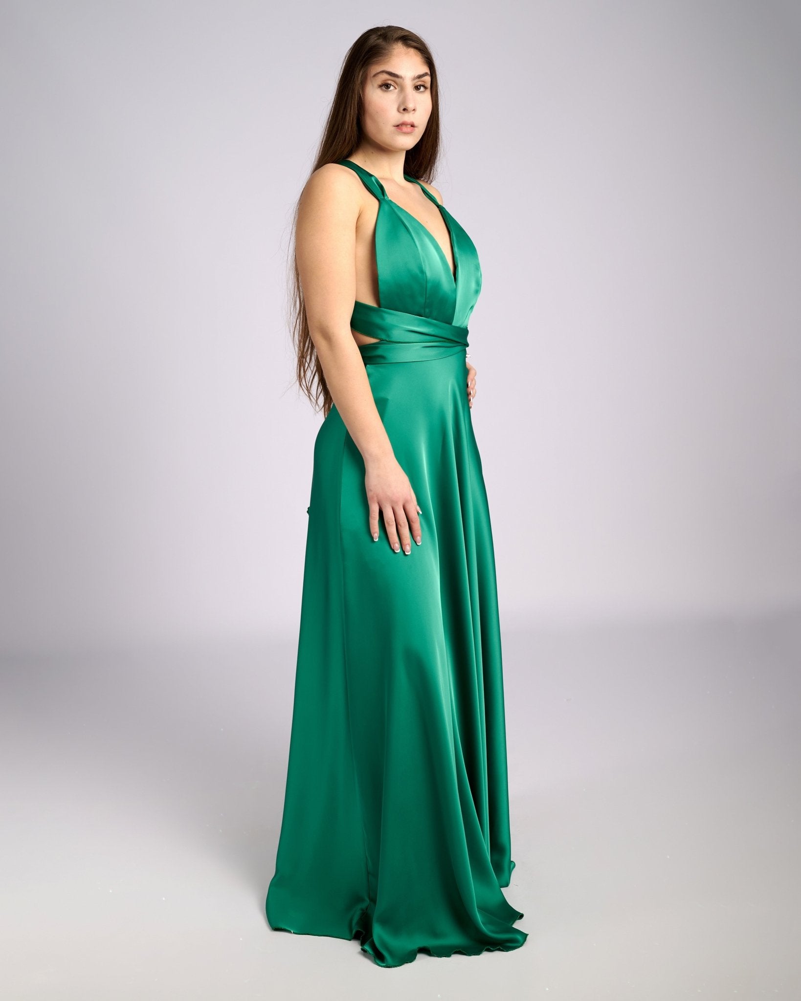 Jozephine Goddess Mint Green Satin Maxi Dress - Planet Store 123