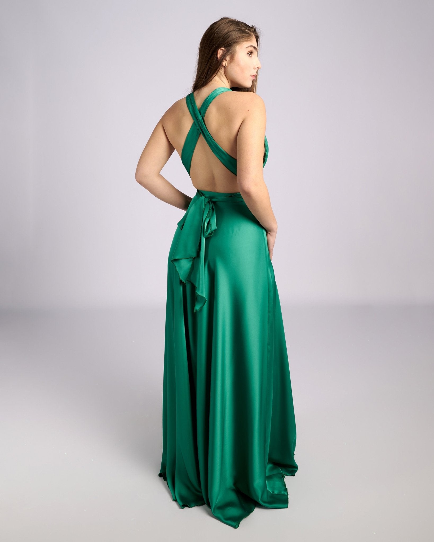 Jozephine Goddess Mint Green Satin Maxi Dress - Planet Store 123
