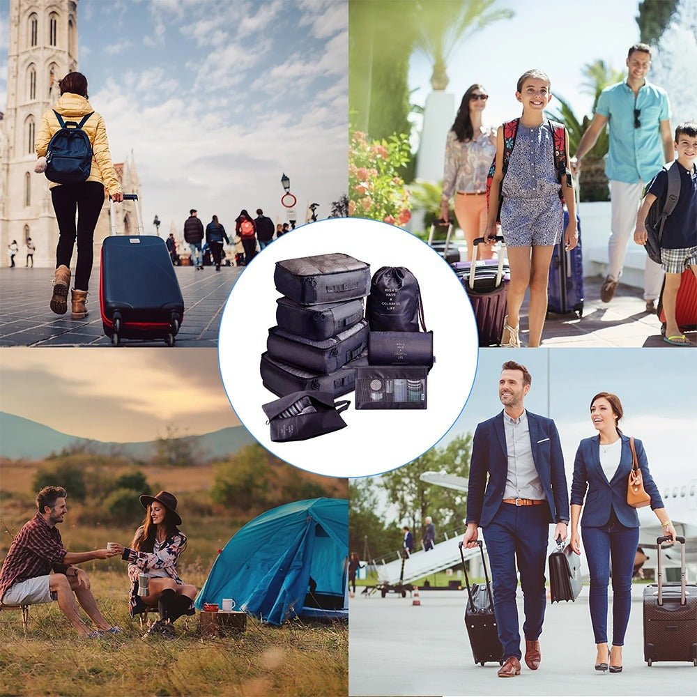 Komplet organizatorów do walizek, 8 sztuk, Czarny - Planet Store 123