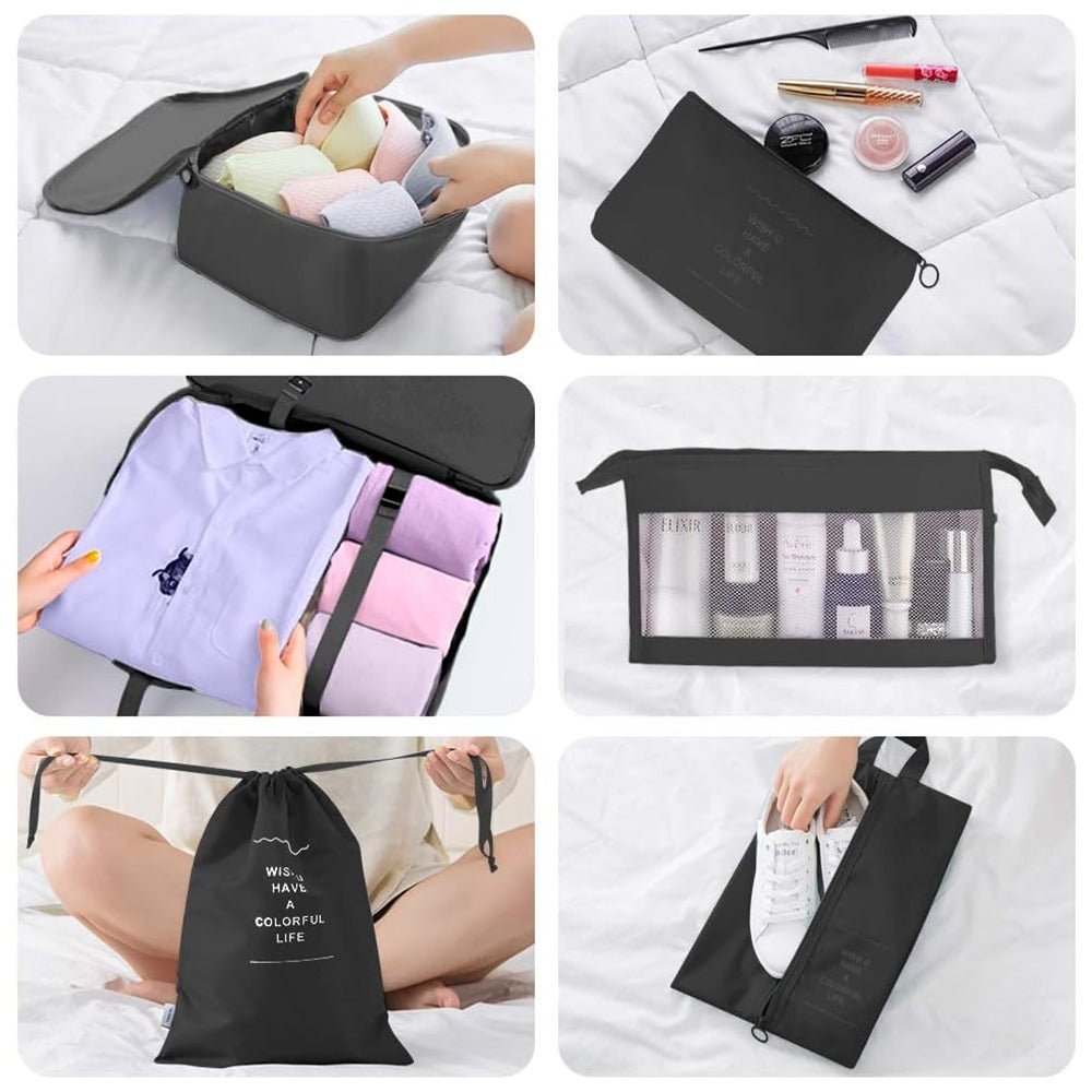 Komplet organizatorów do walizek, 8 sztuk, Czarny - Planet Store 123