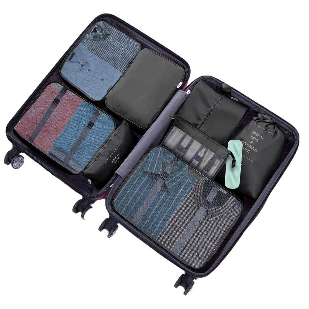 Komplet organizatorów do walizek, 8 sztuk, Czarny - Planet Store 123