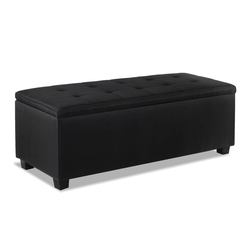 NNEDSZ Large Fabric Storage Ottoman - Black - Planet Store 123