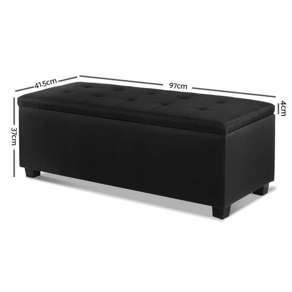 NNEDSZ Large Fabric Storage Ottoman - Black - Planet Store 123