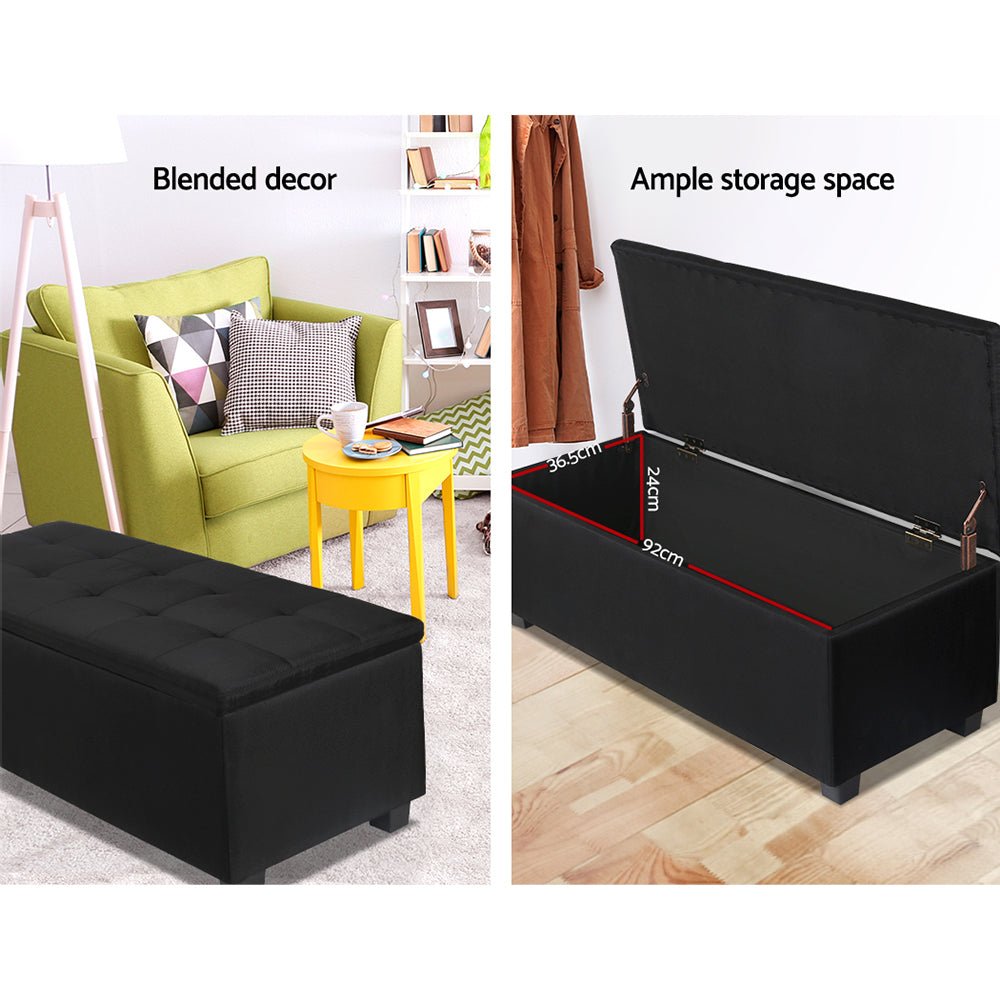 NNEDSZ Large Fabric Storage Ottoman - Black - Planet Store 123