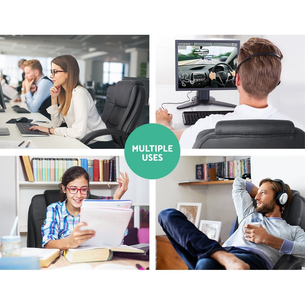 NNEDSZ Leather Office Desk Computer Chair - Black - Planet Store 123