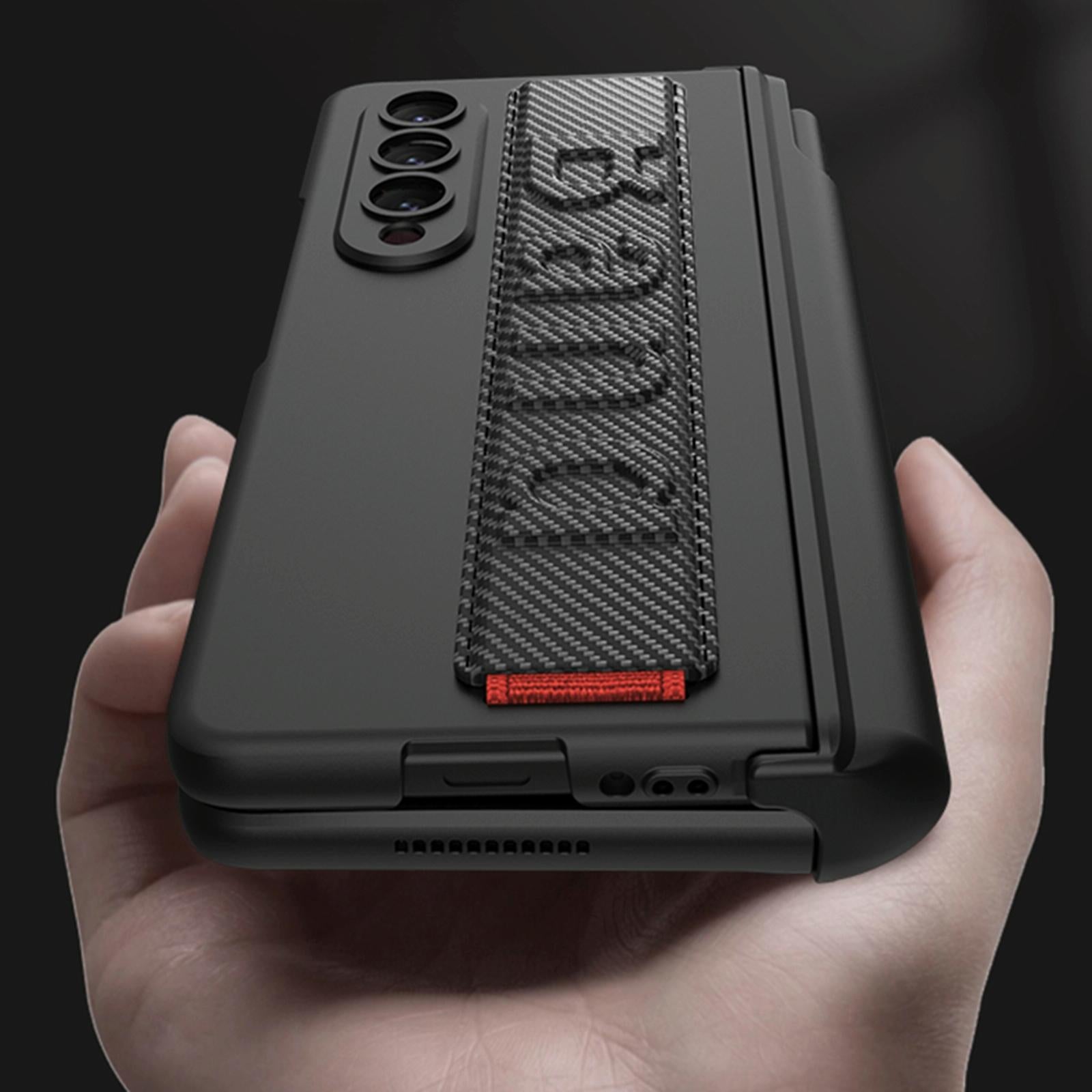 NNEDSZ Samsung Galaxy Z Fold 4 Shockproof Magnetic Fold Case With Wrist Strap - Gold - Planet Store 123