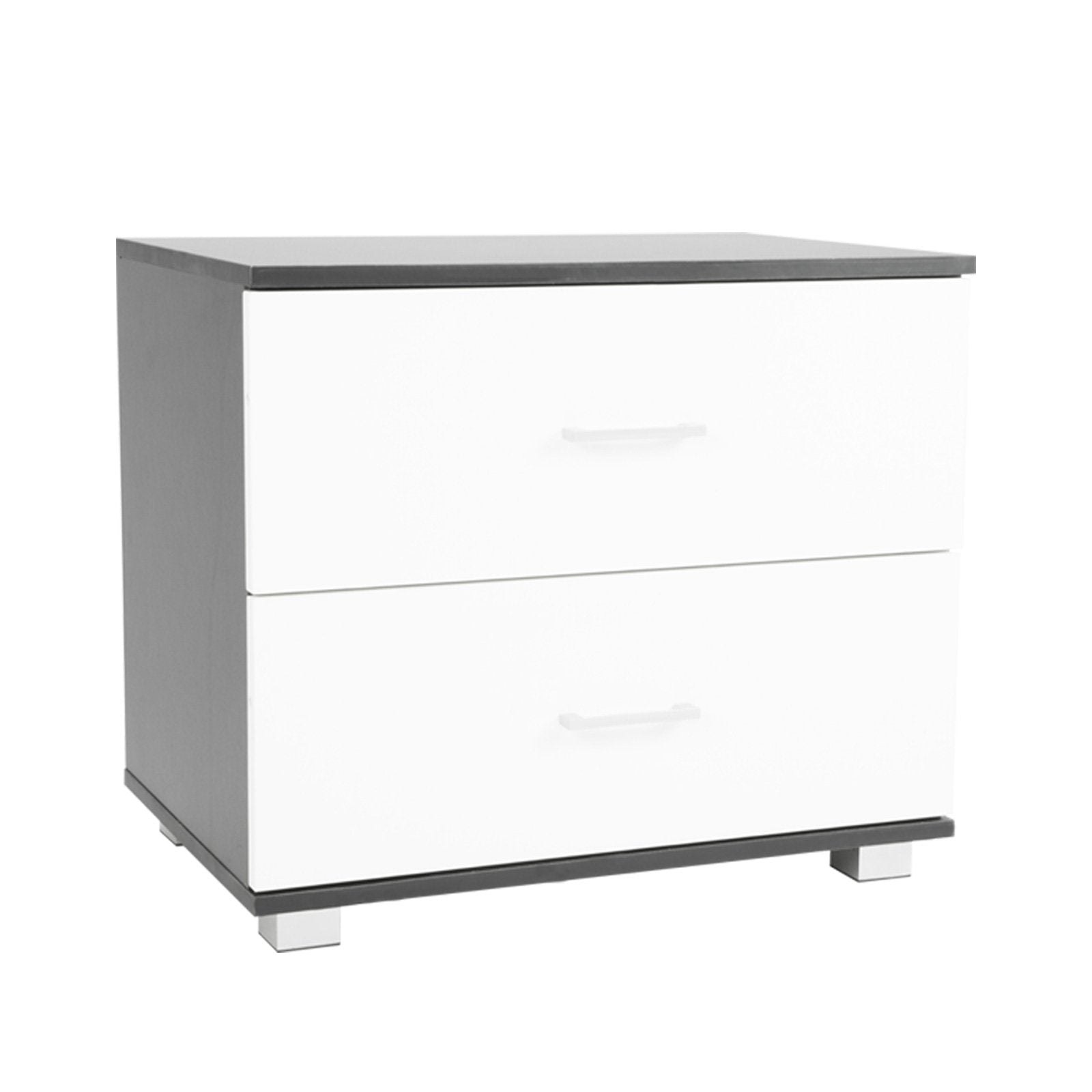 NNEDSZ Sarantino Bedside Table Cabinet Storage Chest 2 Drawers Lamp Side Nightstand White Black - Planet Store 123
