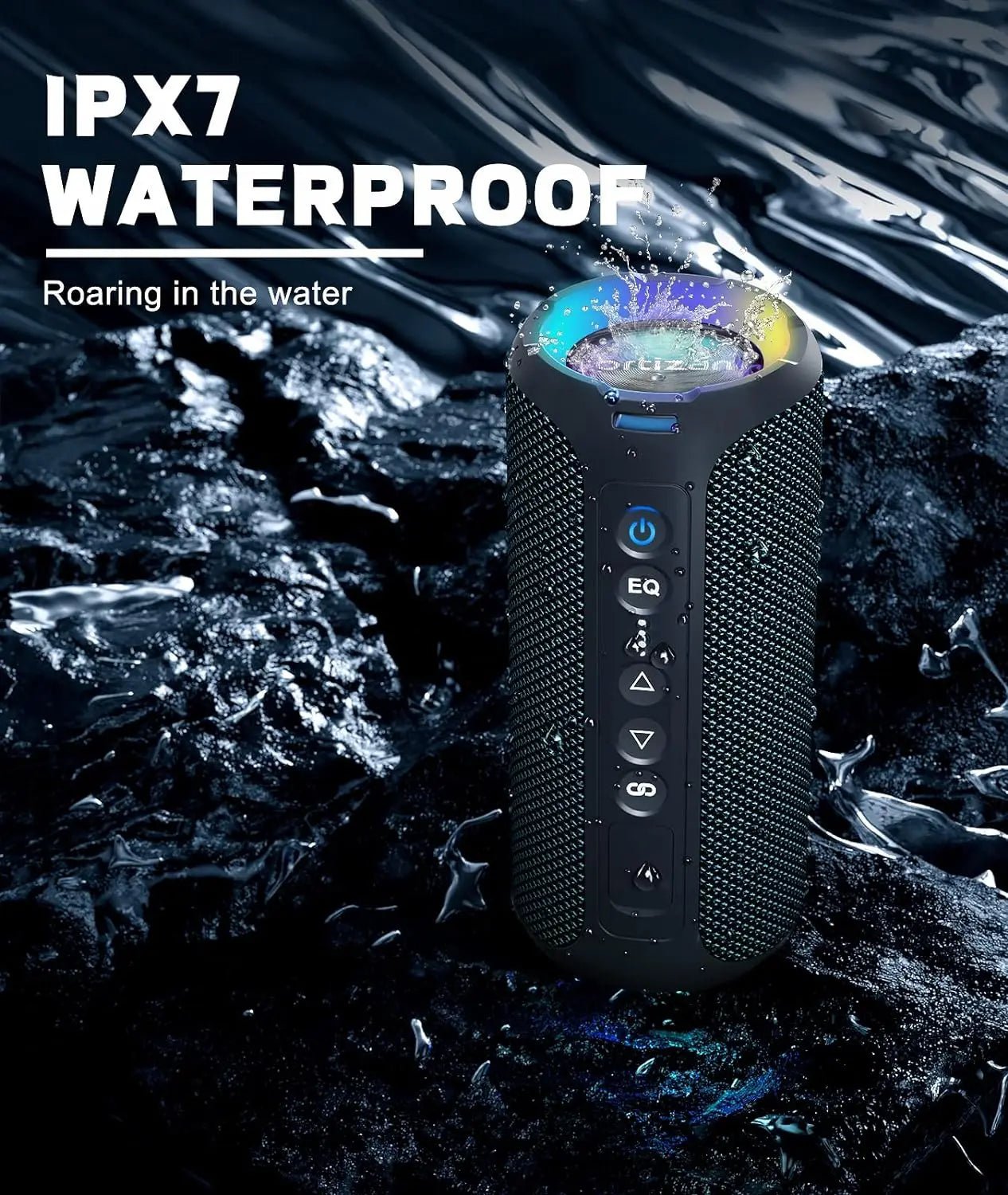 NNEOBA 40W Waterproof Bluetooth Speaker with LED Light (Black) - Planet Store 123