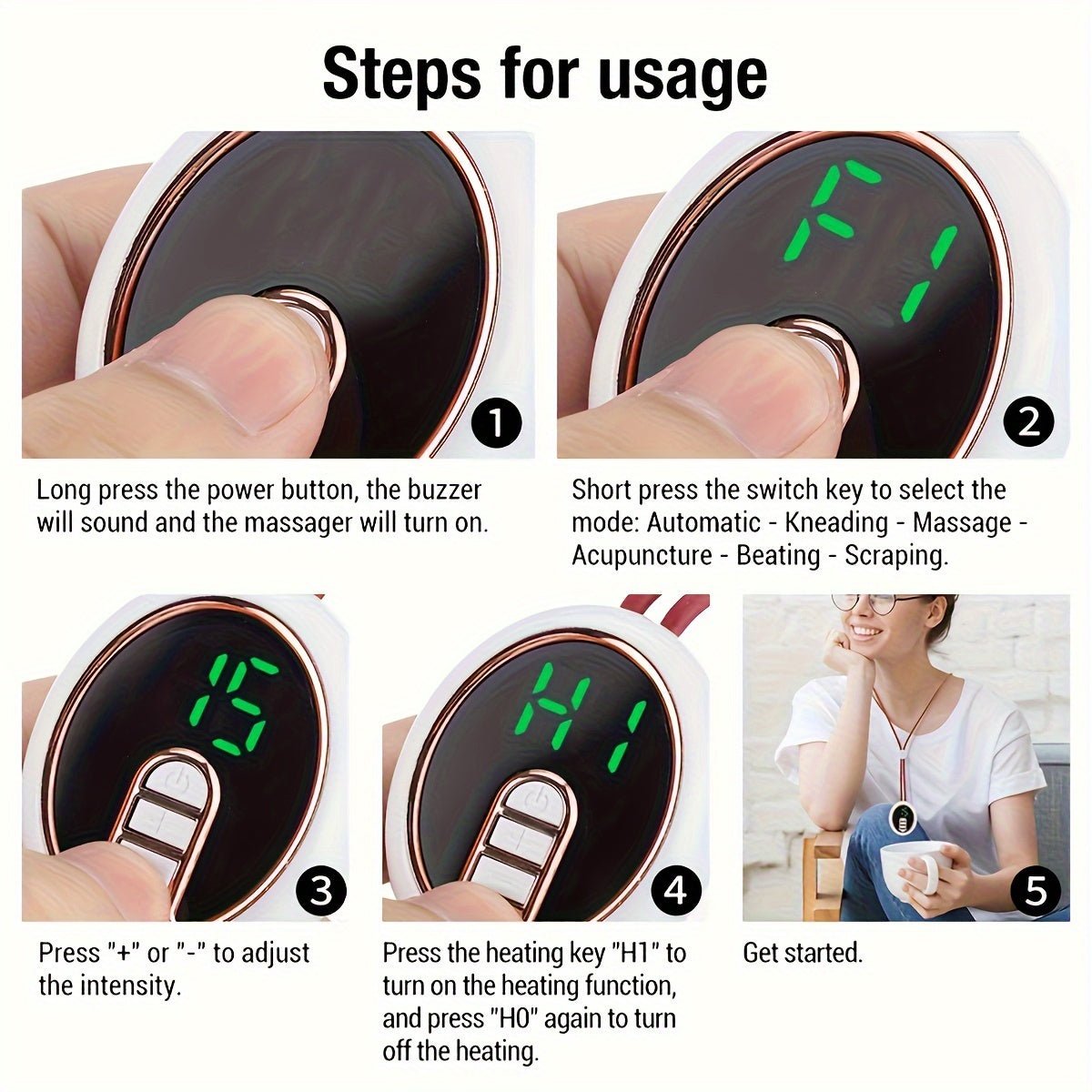 NNETM USB Rechargeable Neck & Shoulder Massager with Heat(White) - Planet Store 123