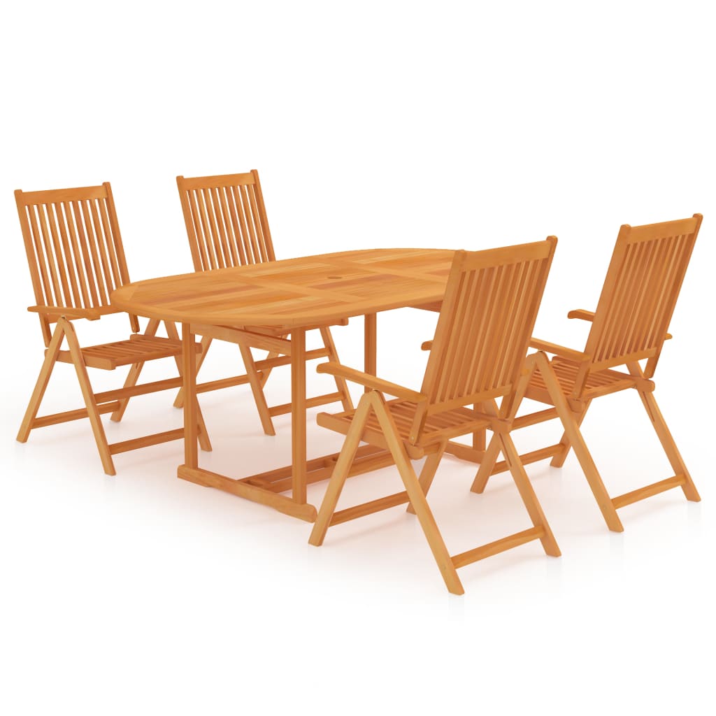 NNEVL 5 Piece Garden Dining Set Solid Teak Wood - Planet Store 123