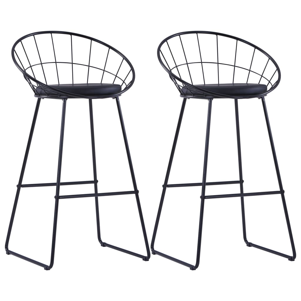 NNEVL Bar Chairs 2 pcs Black Faux Leather - Planet Store 123