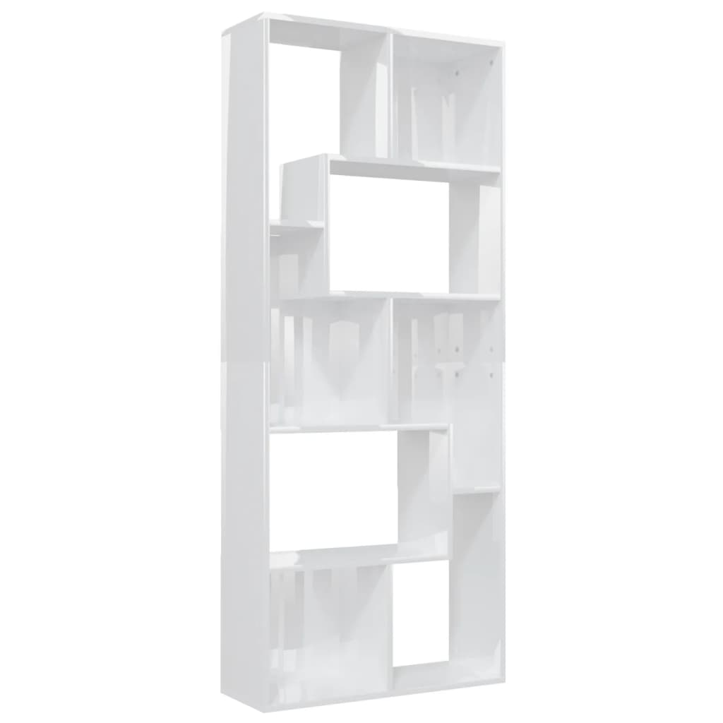 NNEVL Book Cabinet High Gloss White 67x24x161 cm Chipboard - Planet Store 123