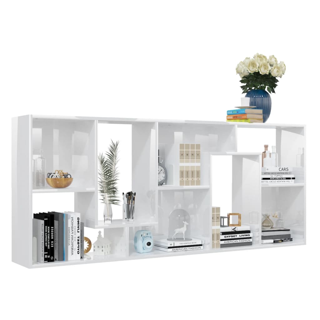 NNEVL Book Cabinet High Gloss White 67x24x161 cm Chipboard - Planet Store 123