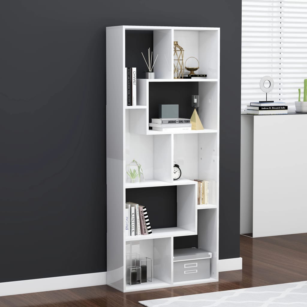 NNEVL Book Cabinet High Gloss White 67x24x161 cm Chipboard - Planet Store 123
