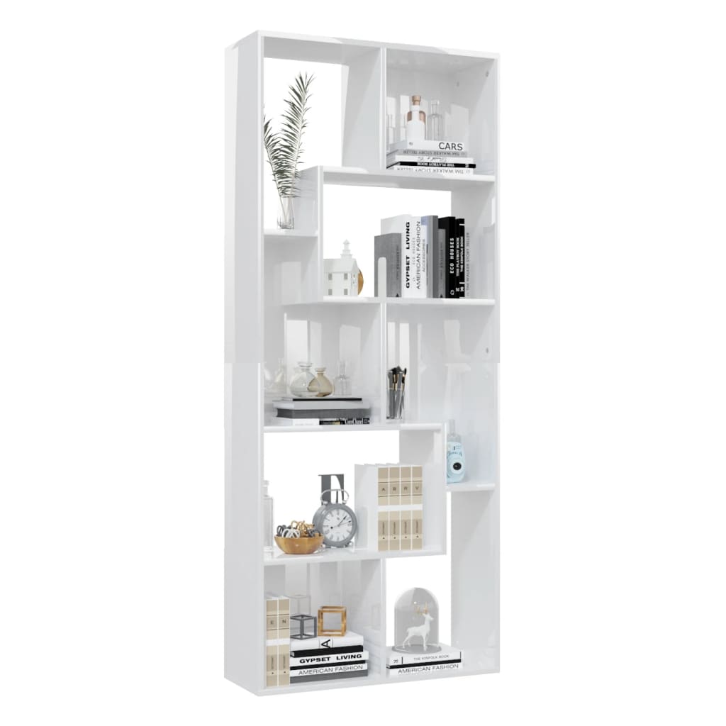 NNEVL Book Cabinet High Gloss White 67x24x161 cm Chipboard - Planet Store 123