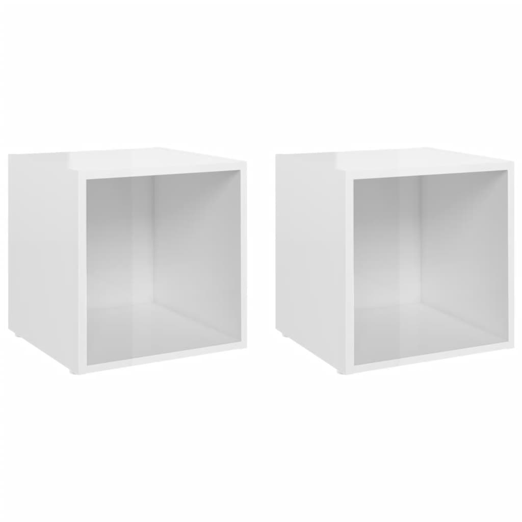 NNEVL TV Cabinets 2 pcs High Gloss White 37x35x37 cm Chipboard - Planet Store 123