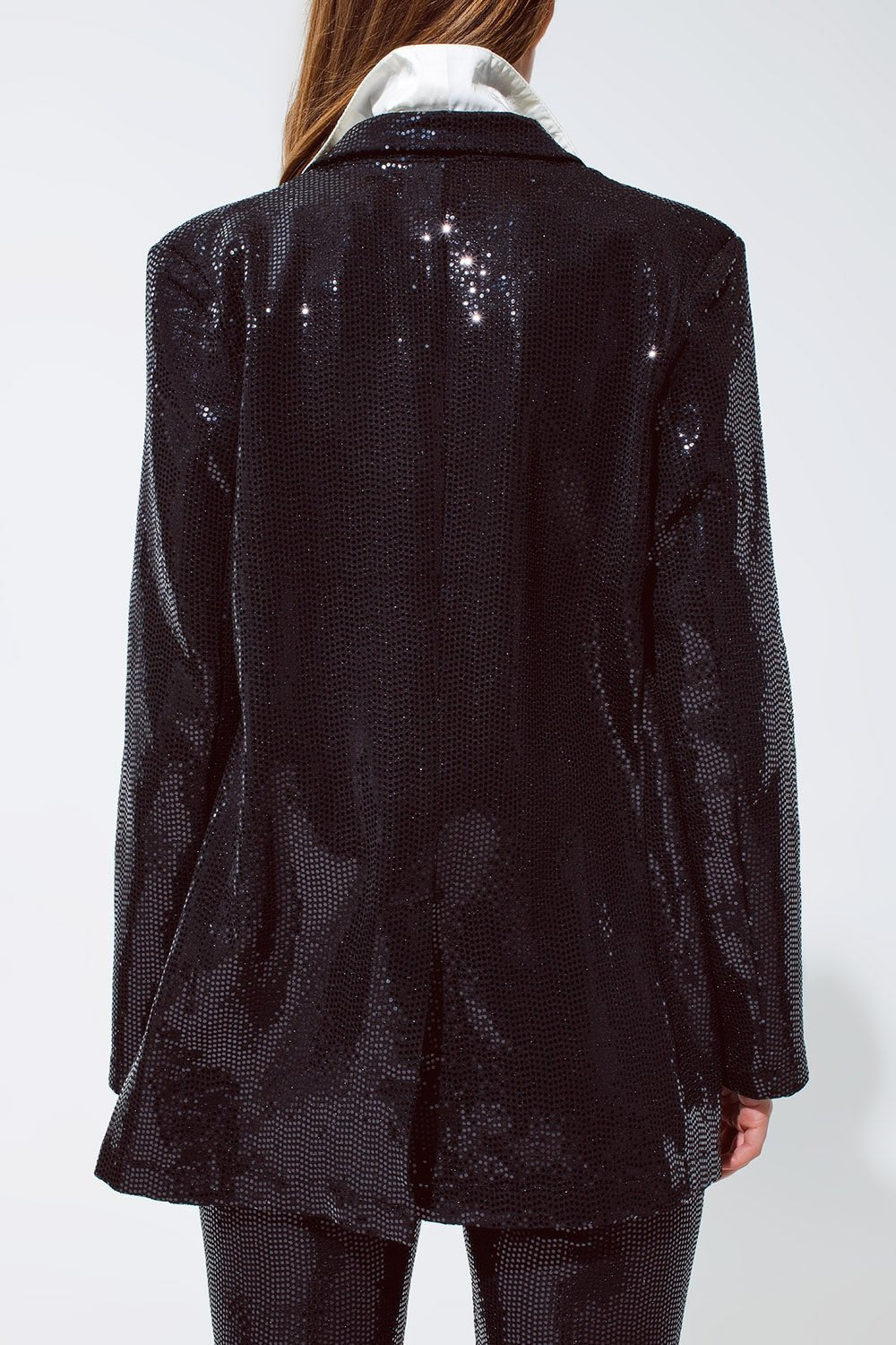 Party Relaxed Sequin Blazer in Black - Planet Store 123
