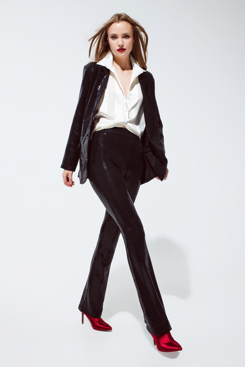 Party Relaxed Sequin Blazer in Black - Planet Store 123