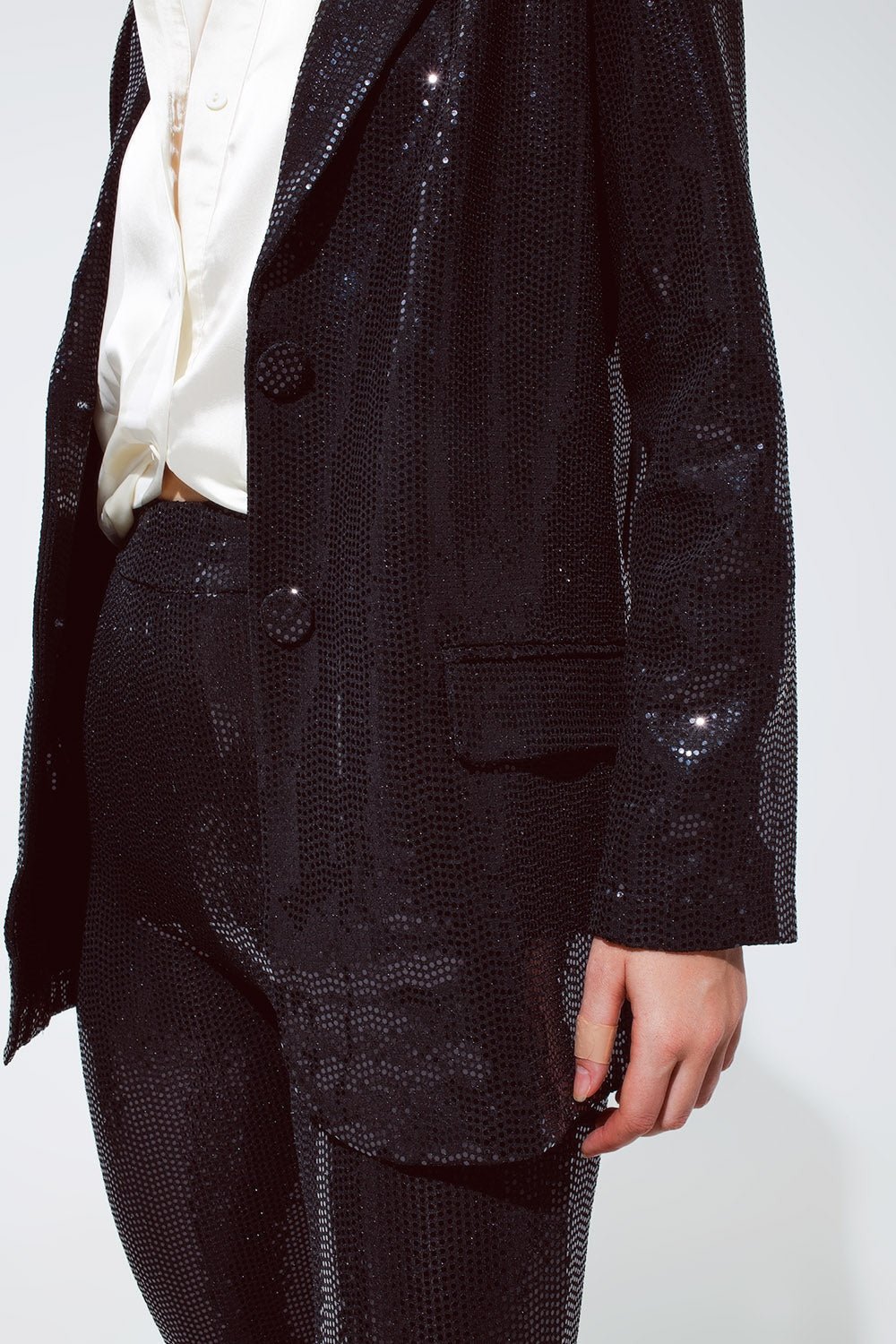 Party Relaxed Sequin Blazer in Black - Planet Store 123