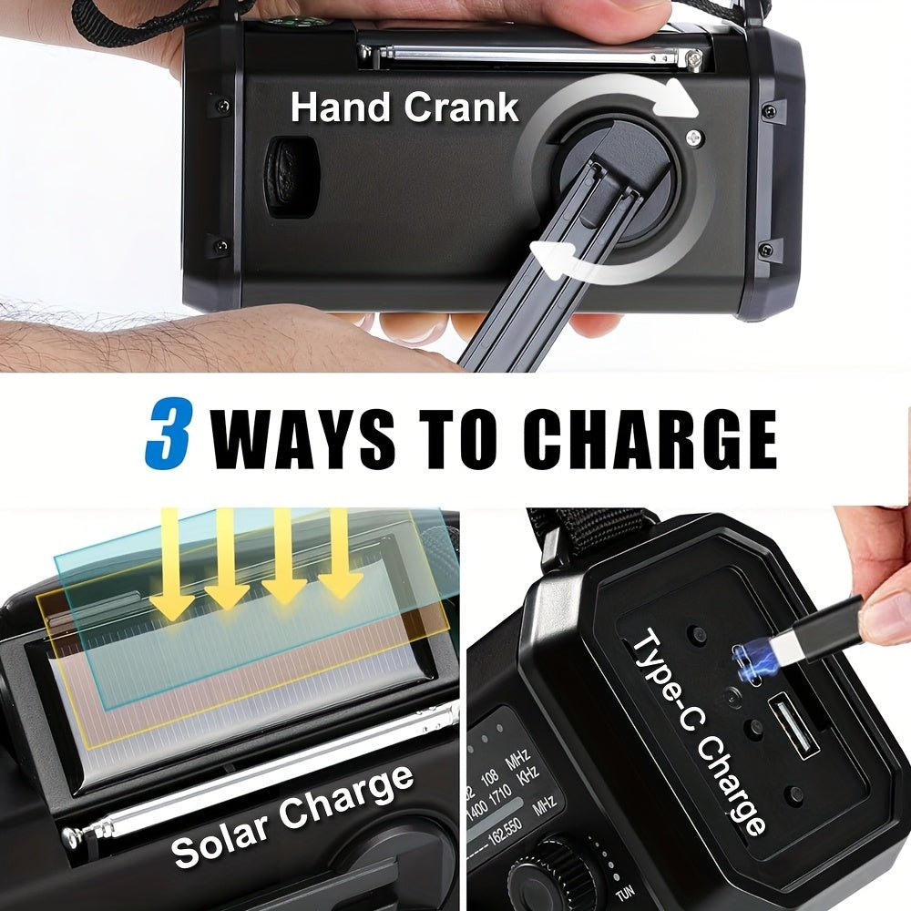 Portable Emergency Radio with Solar Power (10000mAh) - Planet Store 123