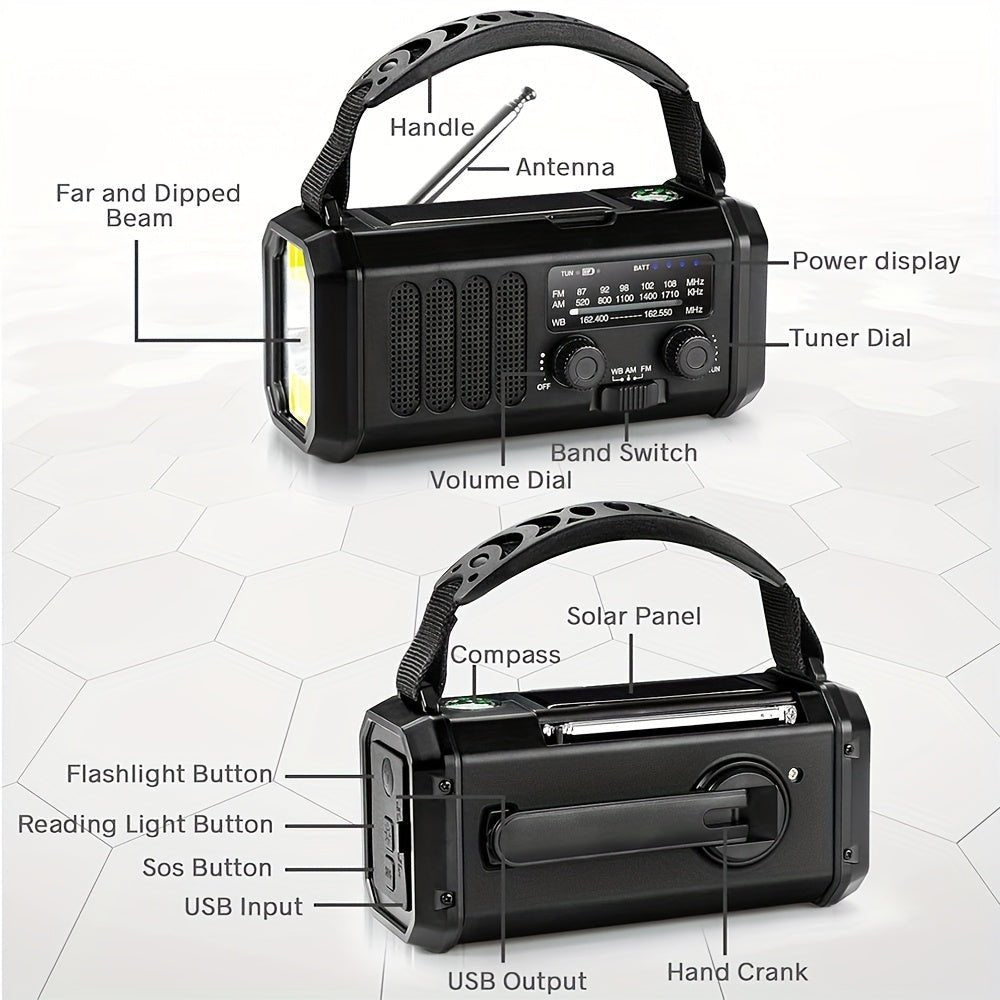 Portable Emergency Radio with Solar Power (10000mAh) - Planet Store 123