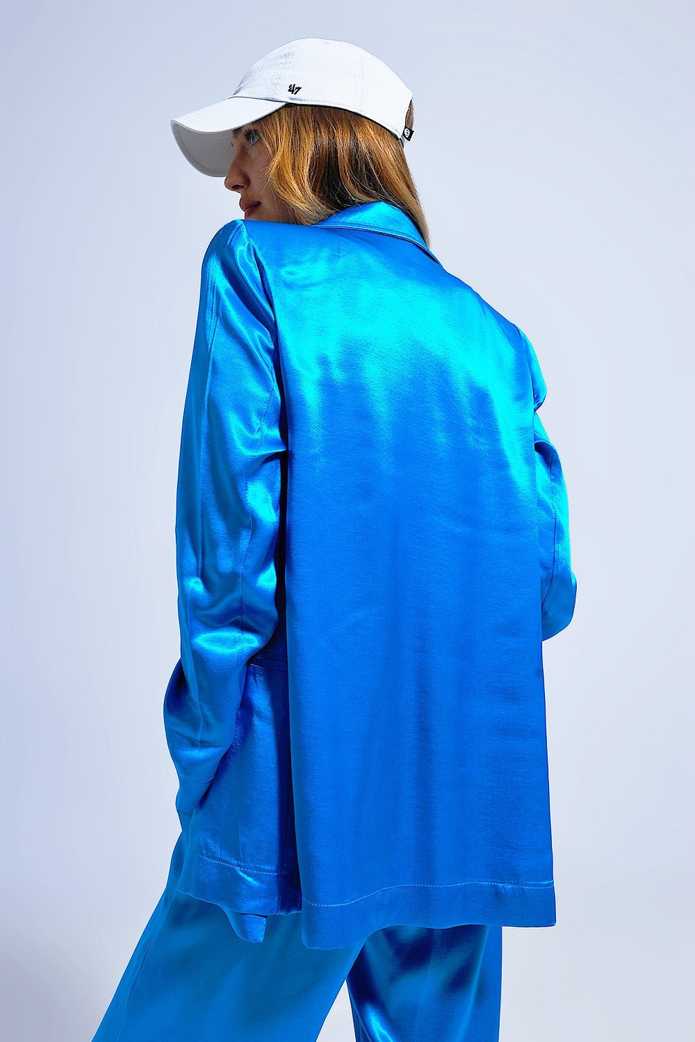 Satin Blazer in Bright Blue - Planet Store 123