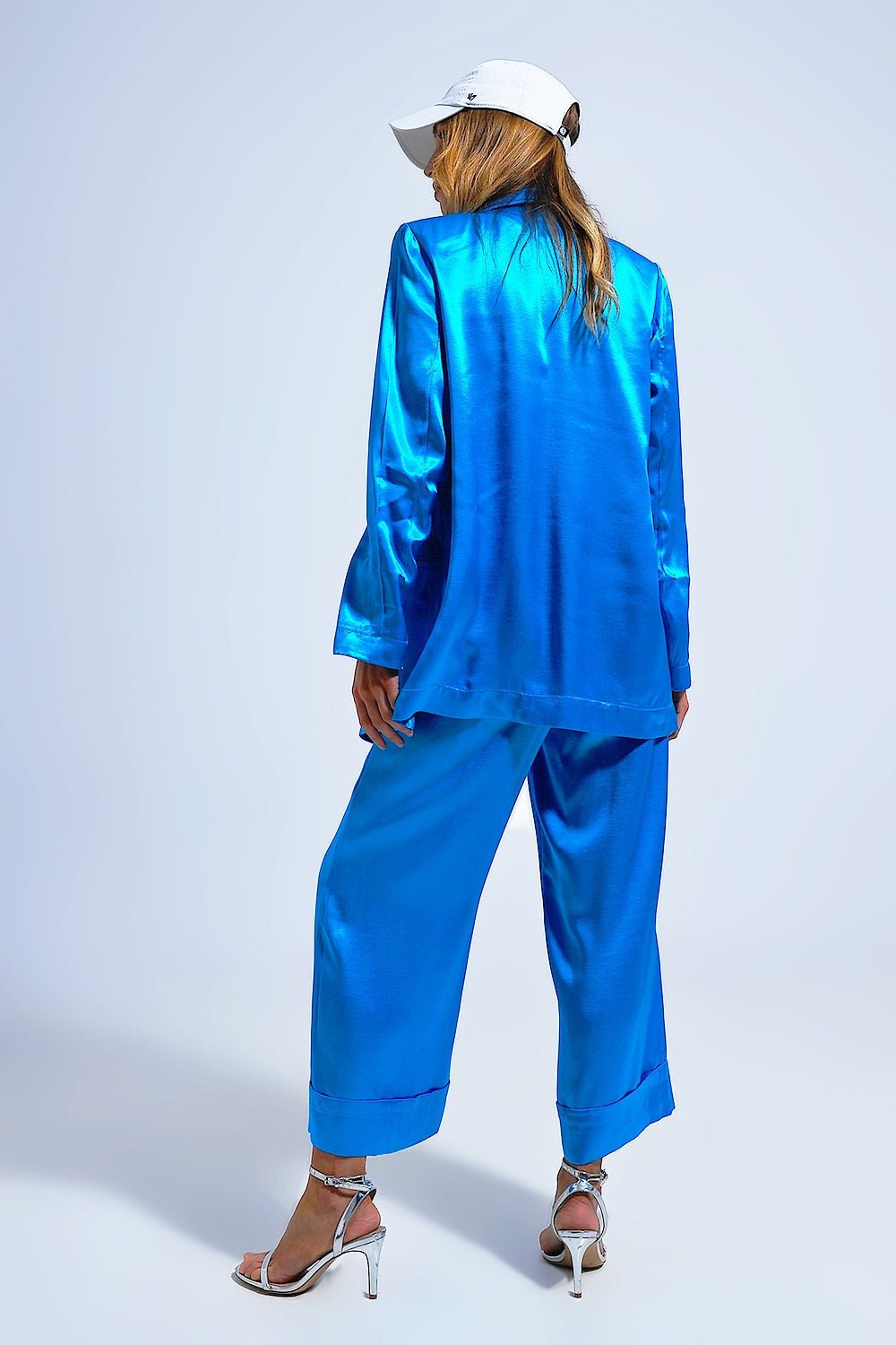 Satin Blazer in Bright Blue - Planet Store 123