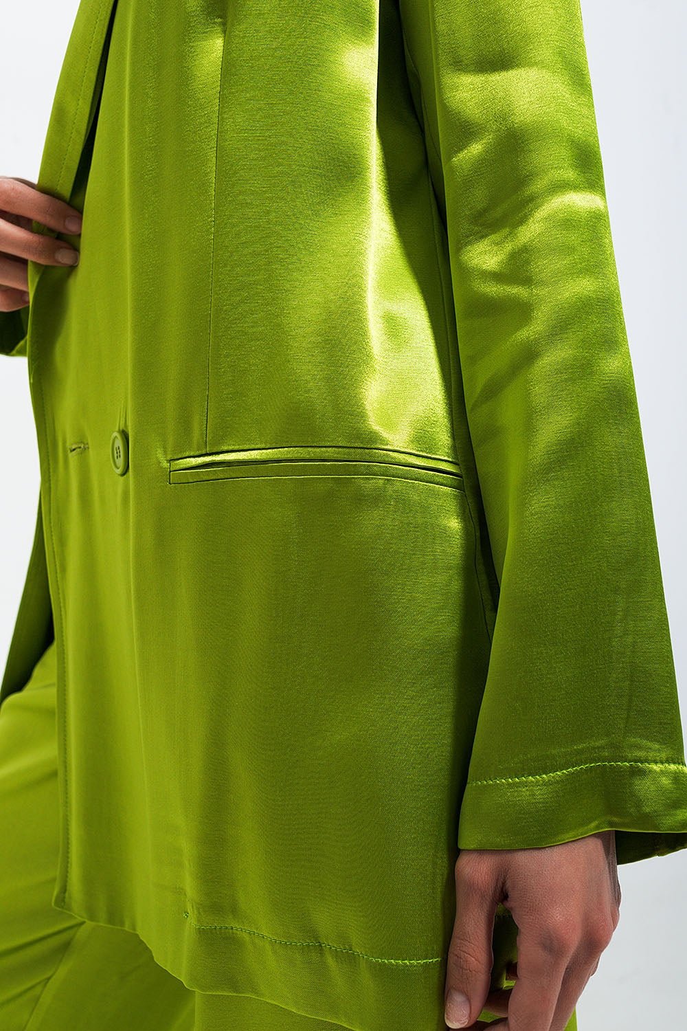 Satin Blazer in Green - Planet Store 123