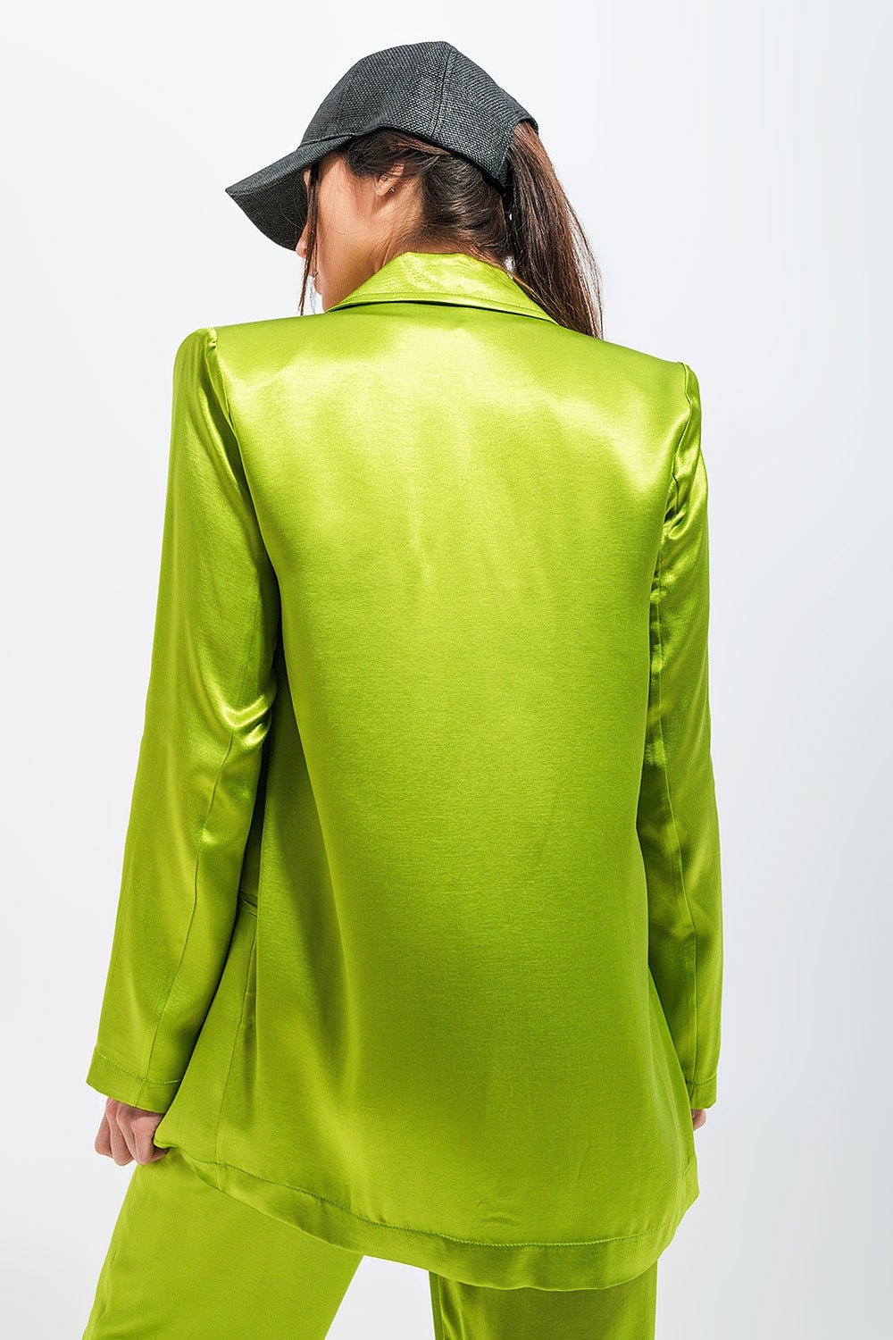 Satin Blazer in Green - Planet Store 123
