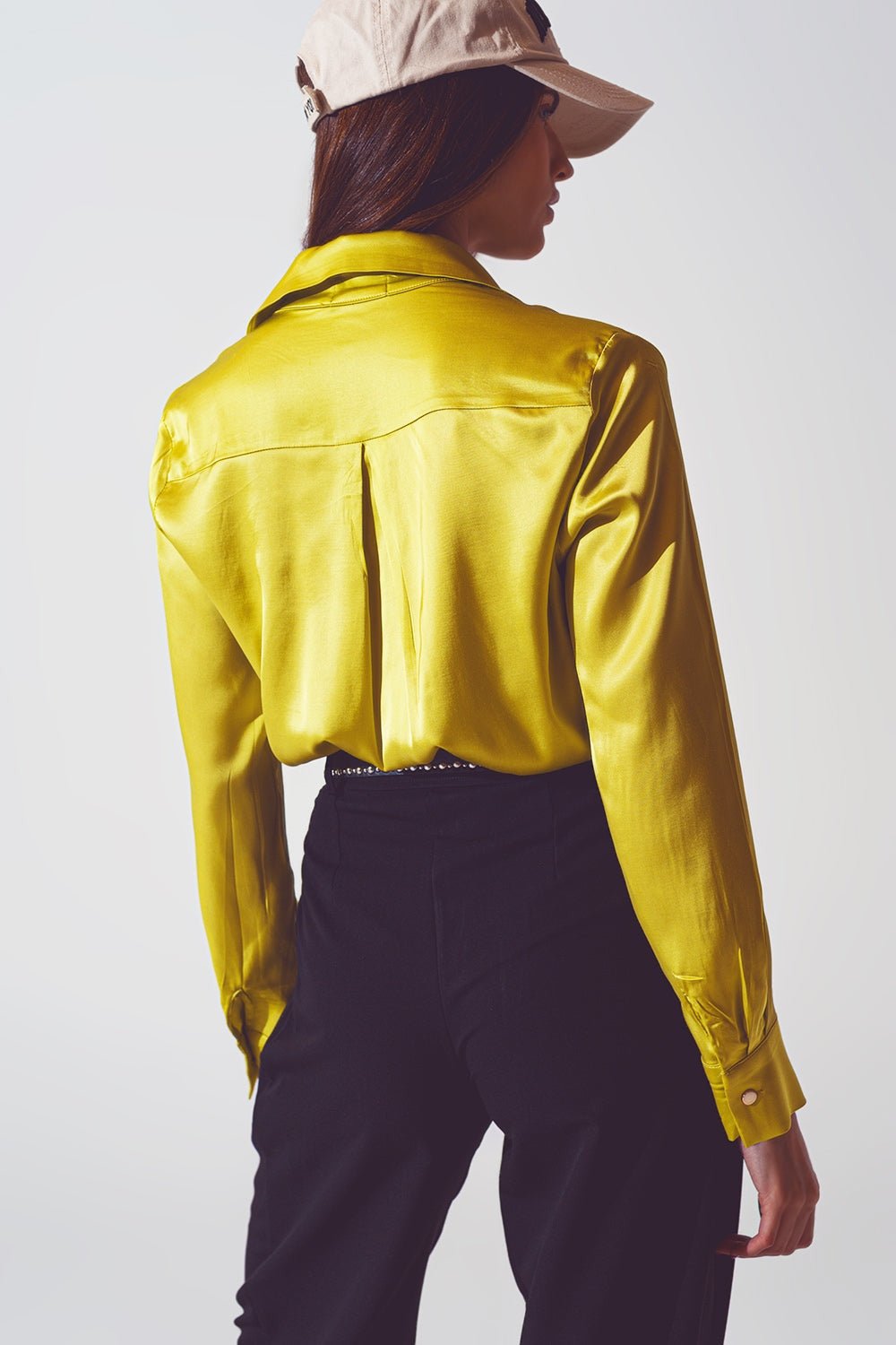 Satin Sophisticated Blouse in Green - Planet Store 123