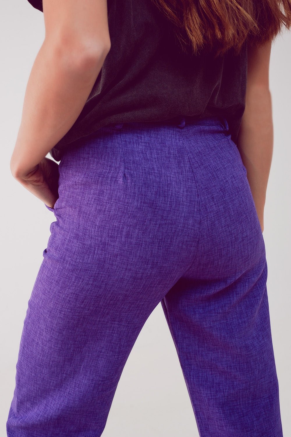 Straight Leg Tailored Pants in Purple - Planet Store 123